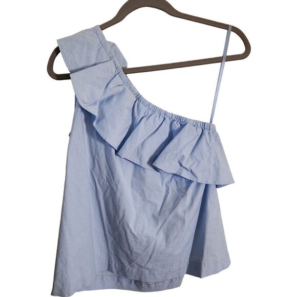 Vineyard Vines NWT Oxford One Shoulder Bow Top Cloud Size 6 - Picture 3 of 10